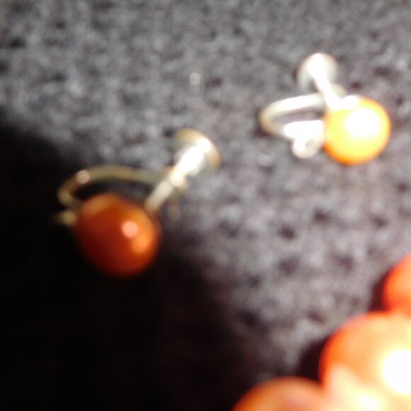 Vintage Pinkish Coral Necklace & Earring Set - Picture 2 of 8